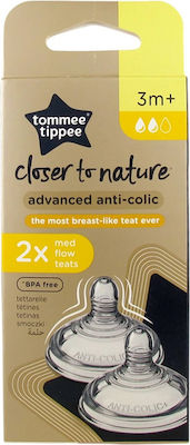 Tommee Tippee Closer to Nature Baby Bottle Teat of Silicone Medium Flow for 3+ months 2τμχ