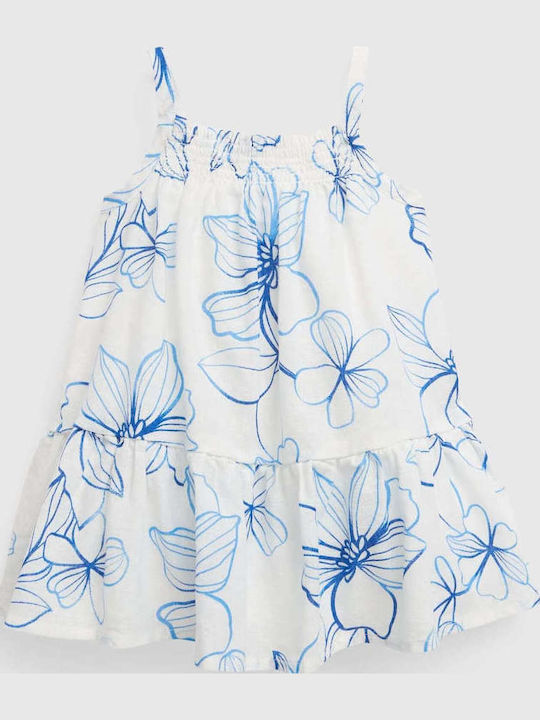 Rochie Fete Fără Mâneci In Floral Alb