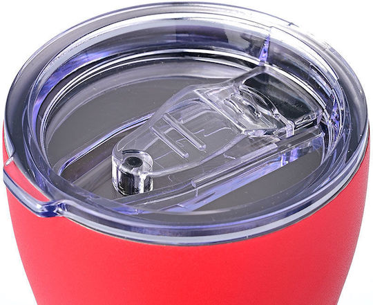 Estia Coffee Mug Save The Aegean Recyclable Glass Thermos Stainless Steel BPA Free 350ml Scarlet Red with Straw
