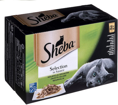 Sheba Selection in Sauce Mix of Tastes Nasses Katzenfutter für Katze in Tablett 12x85gr