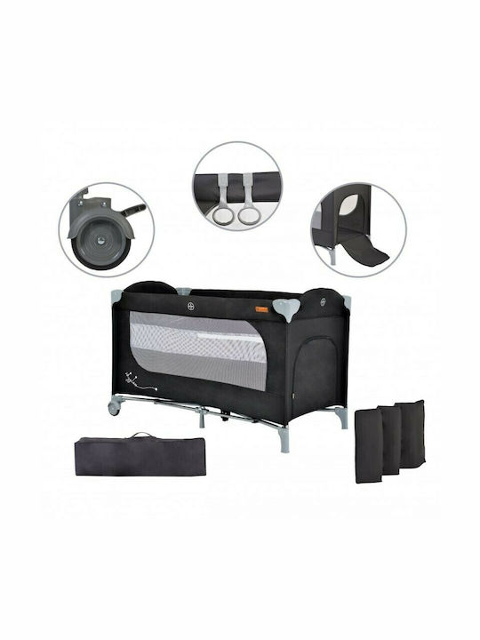 Cangaroo Skyglow Playpen 2 Levels with Mattress Black 125x62cm