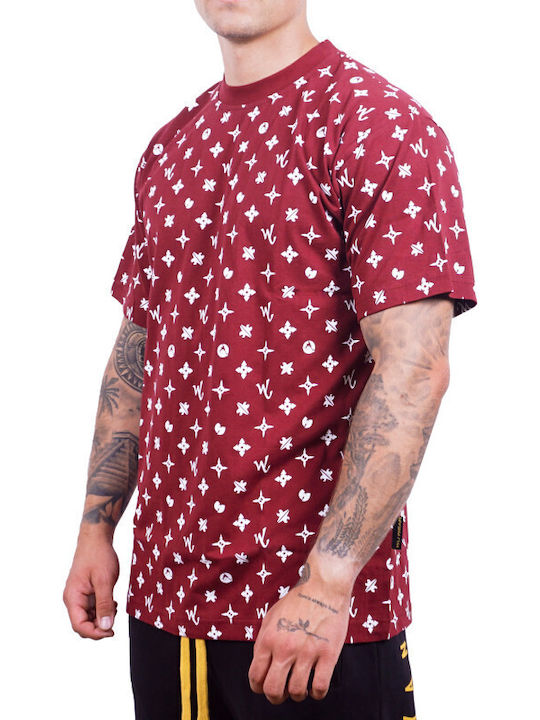 WU WEAR WUITTON T-SHIRT BURGUNDY RED Wu Wear red T615BR