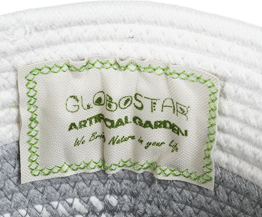 GloboStar Positano Ghiveci Din paie Gri cu suport 20x20x20εκ.