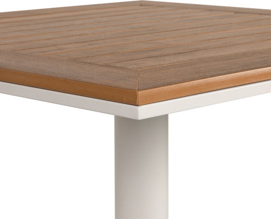 Namibia Outdoor Bar Free Standing Table with Polywood Surface and Metal Frame Walnut 70x70x72cm