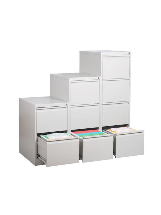 Office Storage Metal Drawer with Lock & 2 Drawers White L73.1xW46xH62cm