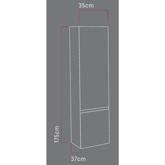 Sanitec Alba B 35 Alba B Στήλη Μπάνιου Τοίχου 35x37x175cm Καφέ
