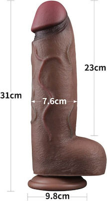 Lovetoy 12'' Dual Layered Silicone Cock XXL Realistic Dildo with Scrotum & Suction Cup Brown 30cm