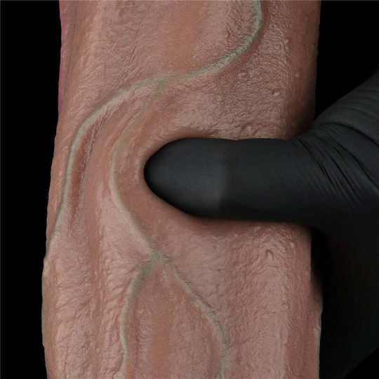 Lovetoy 12'' Dual Layered Silicone Cock XXL Glass Dildo with Balls and Suction Cup Brown 30cm