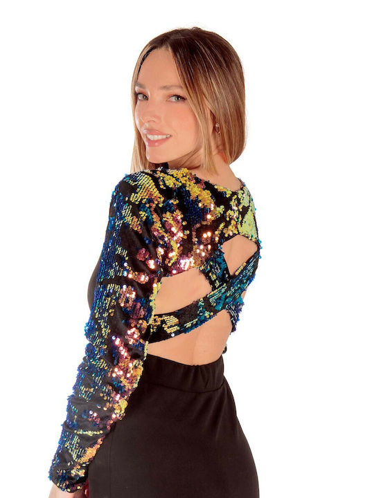 Mini Abendkleid Offener Rücken Schwarz DRS-78260 (BLK)