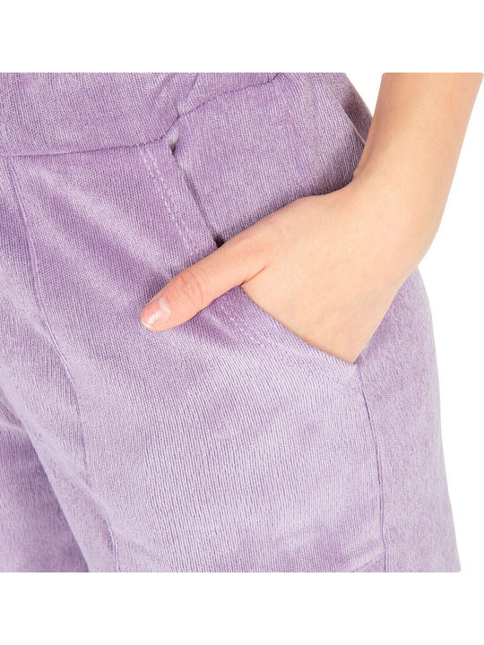 Women's High-waisted Fabric Trousers Purple