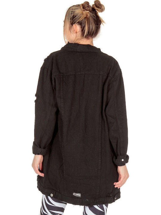 Women's Short Jean Jacket for Spring or Autumn Black