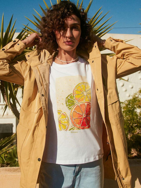Volcano T-KOKTAIL Women's t-shirt with a colorful fruit motif - White