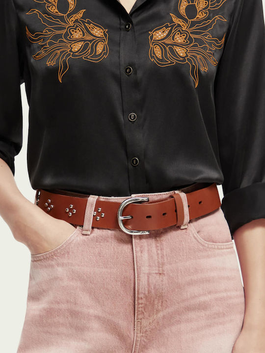 Scotch & Soda Leather Women's Belt Brown