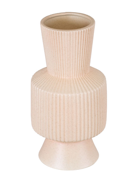 GloboStar Capri Planter Ceramic Beige with Stand 9.5x9.5x25cm.