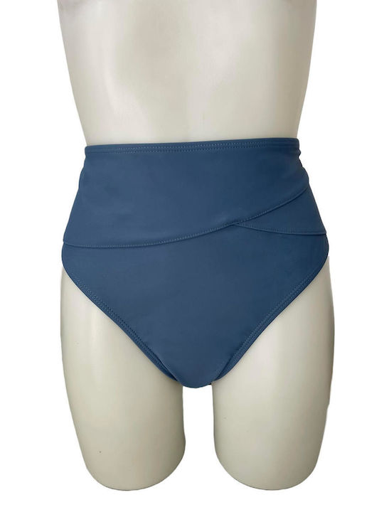 Women's High Rise Bikini Bottoms in Light Blue Color