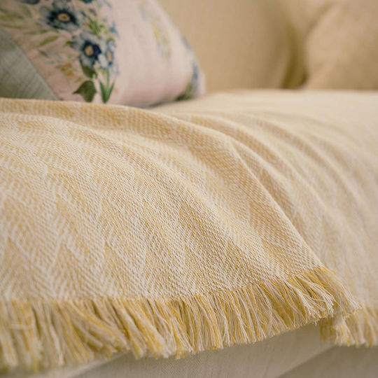 Gofis Home Fianna 328 Sofa Throw Knitted 180x250cm 04 Pollen Yellow
