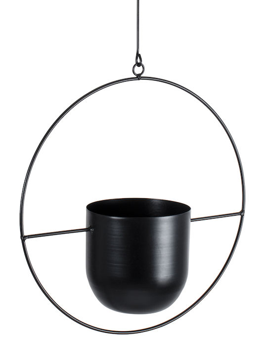 GloboStar Tilos Suspendat Ghiveci Metalic Negru 35x35x15εκ.