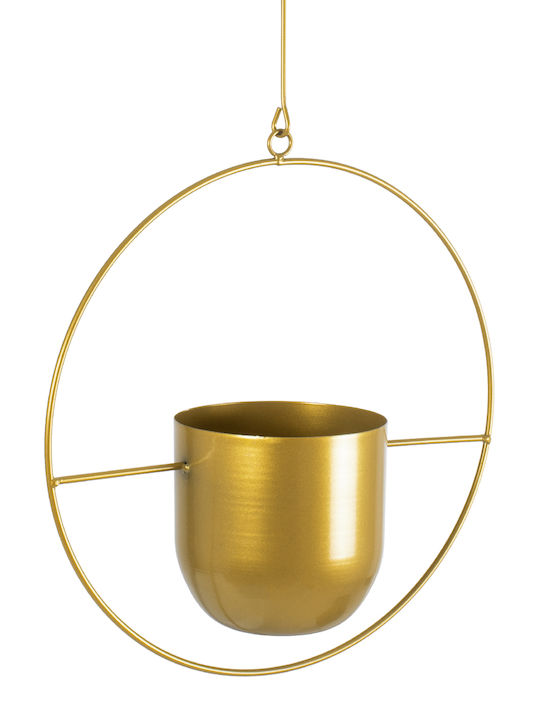 GloboStar Tilos Висящи Саксия Металик Златист 35x35x15εκ.
