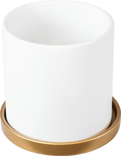 GloboStar Kasos Planter Ceramic White with Stand 15x15x15cm.