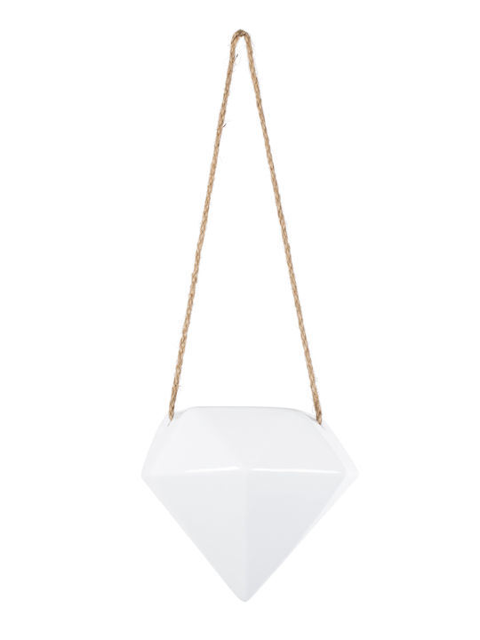 GloboStar Heraklio Hängend Übertopf Keramik Weiß 13.5x13.5x37εκ.