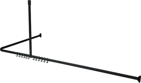 Sealskin Telescopic Corner Shower Curtain Rod Aluminium Black 80x90-170cm