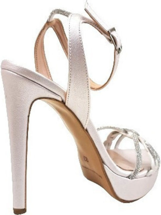Leder Sandalen mit Strass Silber