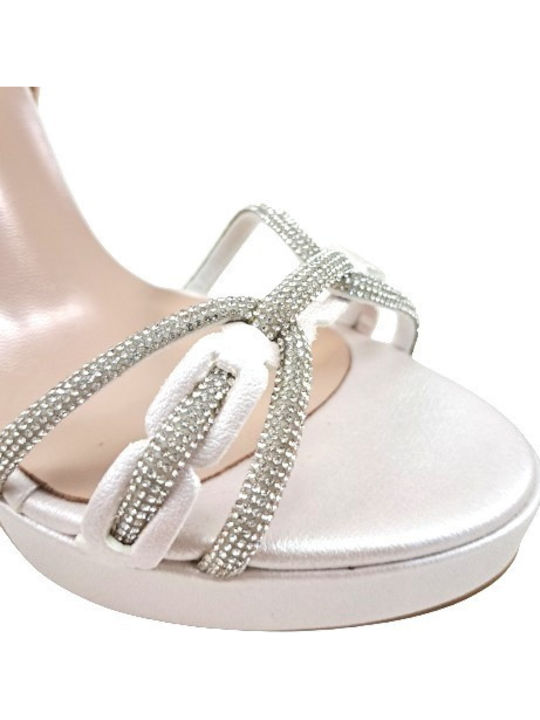 Leder Sandalen mit Strass Silber