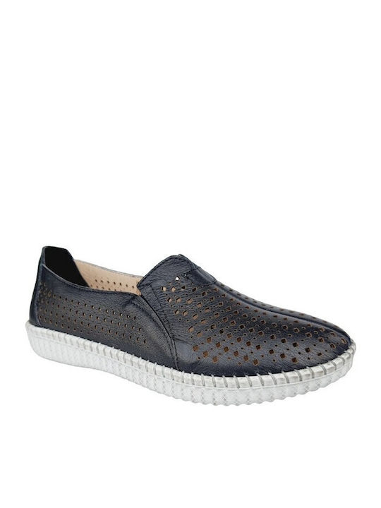Ανατομικά Γυναικεία Slip-On Δερμάτινα Μαύρα