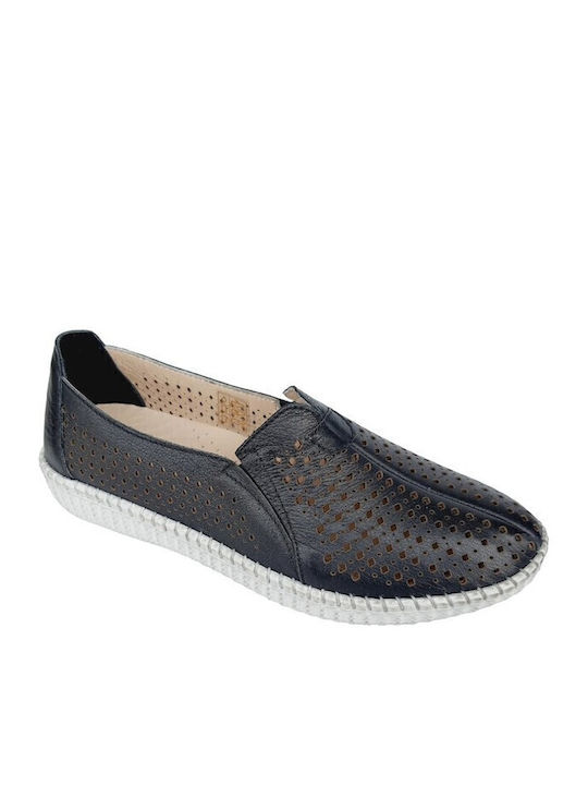 Ανατομικά Γυναικεία Slip-On Δερμάτινα Μαύρα