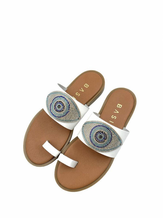 Leather sandals with eye - White SKIN