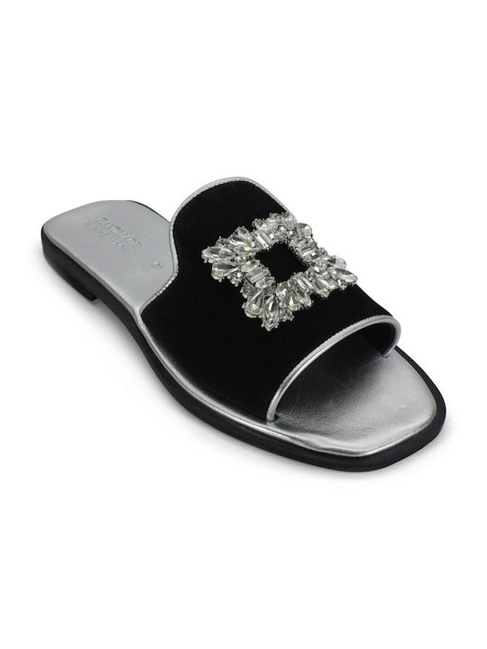 Women's anatomic leather sandal in black color