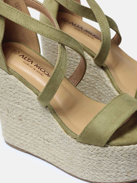 InShoes Platforme dama în stil espadrile Verzi