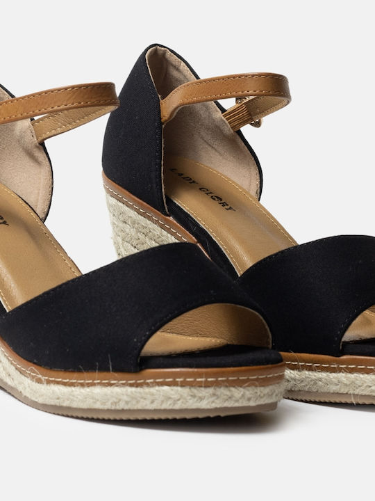 InShoes Platforme dama în stil espadrile Negre