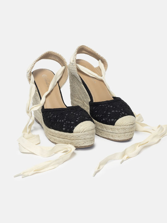 InShoes Women's Platform Espadrilles Black