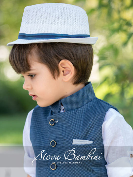 Stova Bambini Βαπτιστικό Κοστούμι με Γιλέκο για Αγόρι Λευκό 6τμχ