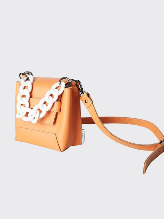 Elena Athanasiou Barrel Small Leather Women's Bag Crossbody Orange