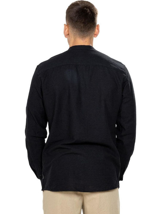Long-sleeved Linen Shirt Black