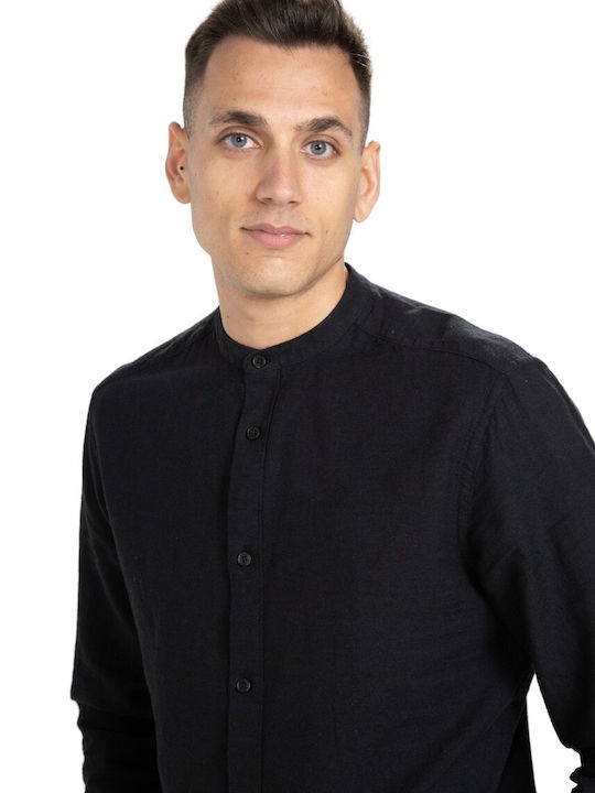 Long-sleeved Linen Shirt Black