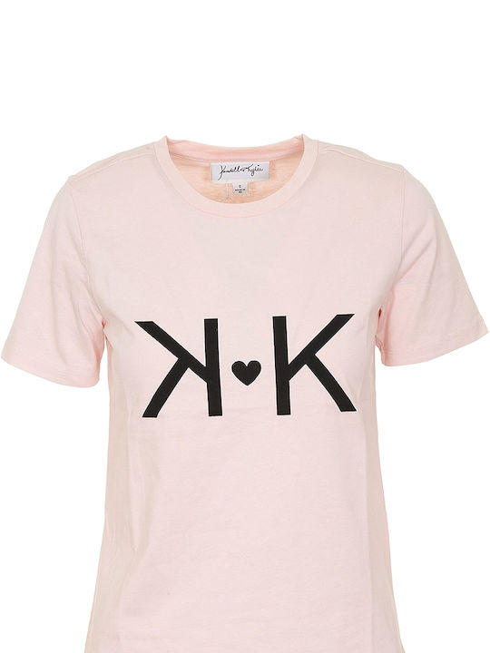 Kendall + Kylie Feminin Oversized Tricou Soft Pink