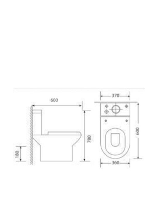 Tema Stehende Toilette Rimless mit Spülung Weiße