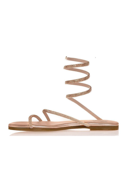 Flache Sandalen für Damen in Gold Farbe