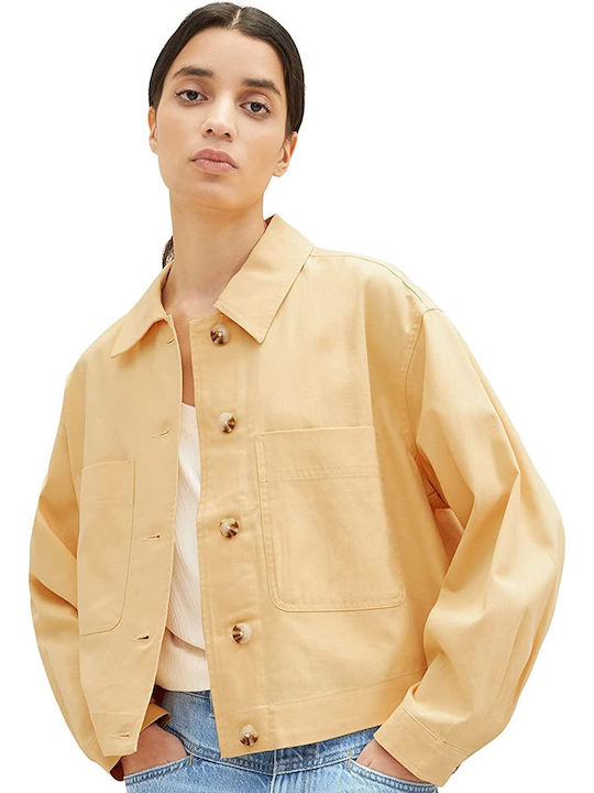 Women's Short Lifestyle Jacket for Spring or Autumn Beige