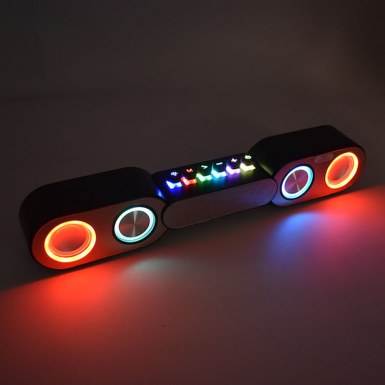 Andowl New Rixing NR-666 2.0 Speakers with RGB and Bluetooth 10W Black