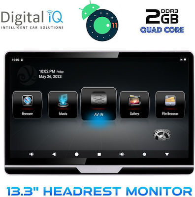 Digital IQ 13.3" Car Touch Screen for Headrest with Bluetooth, USB, WiFi, HDMI