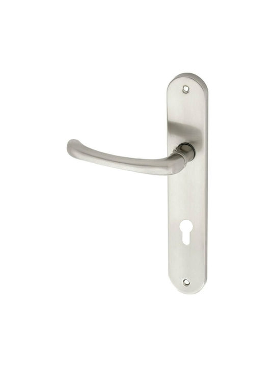 Import Hellas Lever Front Door with Plate Left 215 με Nickel