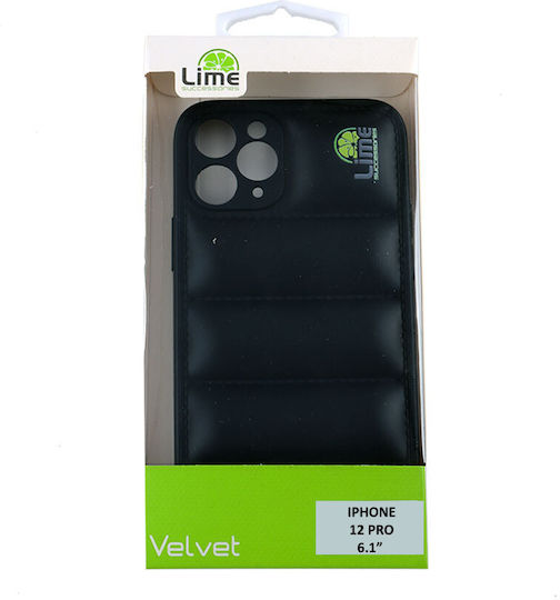 Lime Bumpy Puffer Back Cover Silicon cu Curea Negru (iPhone 12 / 12 Pro)