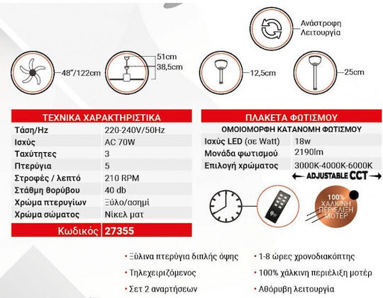 Redled Breeze Ventilator De Tavan 140cm Cu Lentile De Mărire Argintiu