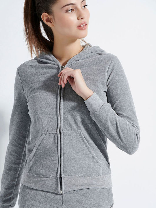 SugarFree Girls Fleece Hooded Sweatshirt with Zipper Gray