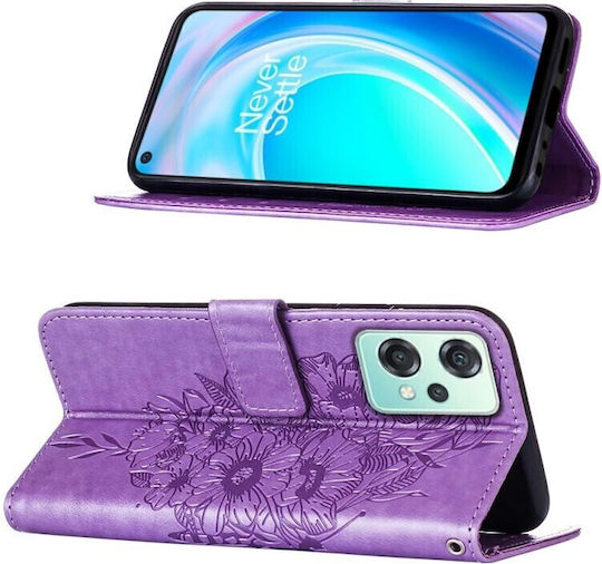 Embossed Butterfly Wallet Piele artificială Violet (OnePlus Nord CE 2 Lite 5G )