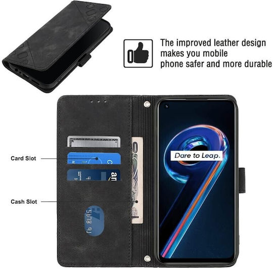 Embossed Wallet Synthetic Leather Black (OnePlus Nord CE 2 Lite)